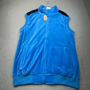Sweatsedo Vest Men Large Blue Velour Retro Full Zip Loungewear Plush Tracksuit